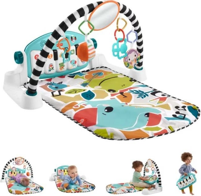 Tapet edukativ Fisher Price HWY57 me piano, shumëngjyrësh, për foshnje