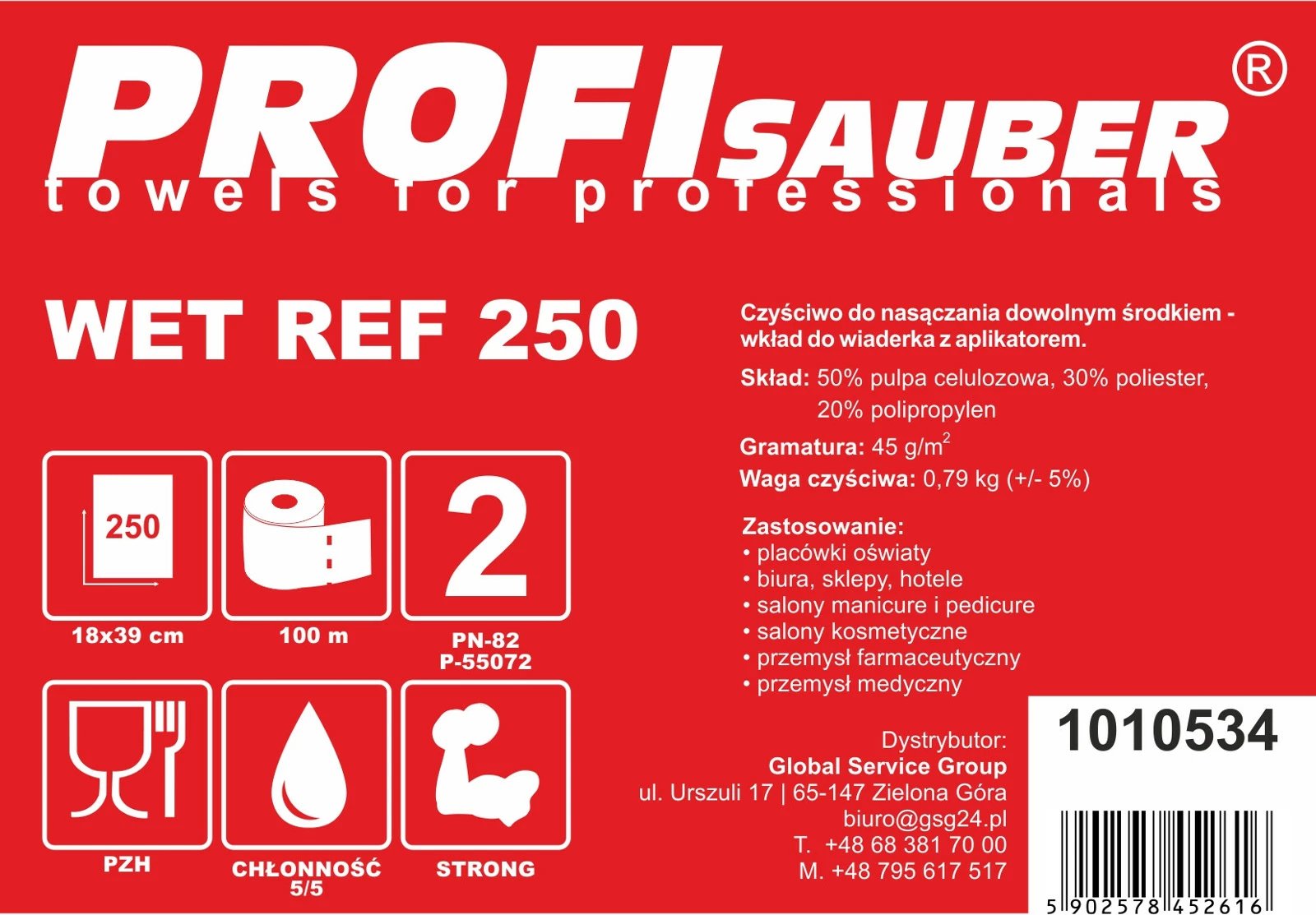 Lecka profesionale Profi Sauber WET REF 250, rrotull, 100m, e bardhë