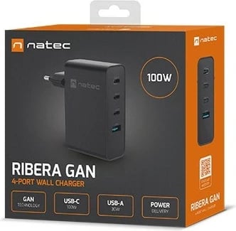 Karikues Natec Ribera GaN 100W USB-A + 3x USB-C i zi