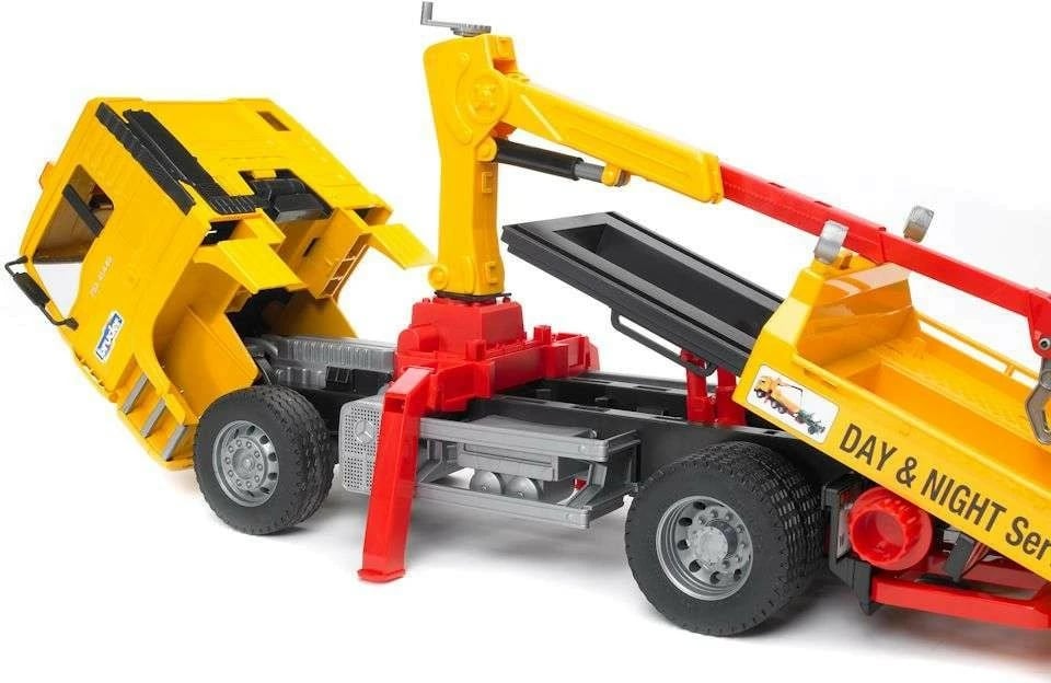 Kamion asistence rrugore BRUDER MAN TGA me Jeep, 1:16, plastikë, e verdhë/e kuqe, set lodrash