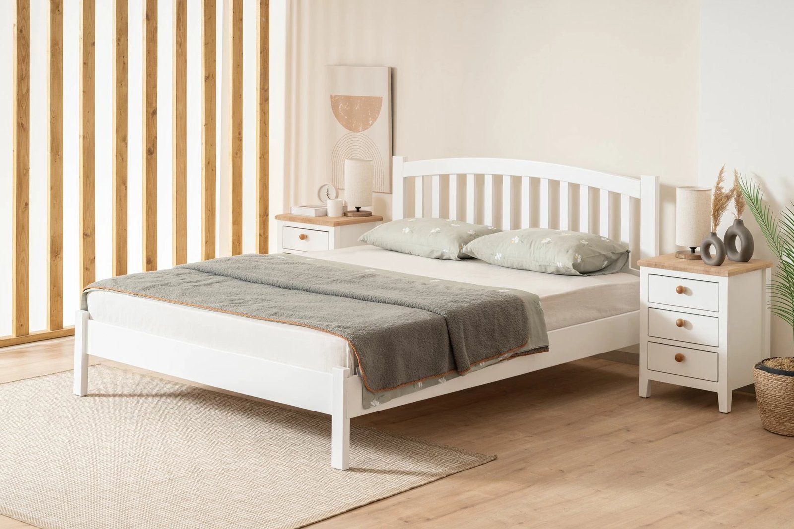 Kornizë krevati teke Nil Modern Country, e bardhë, 90x200cm