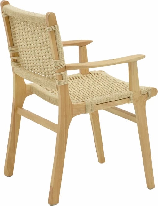 Karrige me krahë Olivier, dru fagu natyral, litar natyral, 62x60x85cm, set prej 2 copë