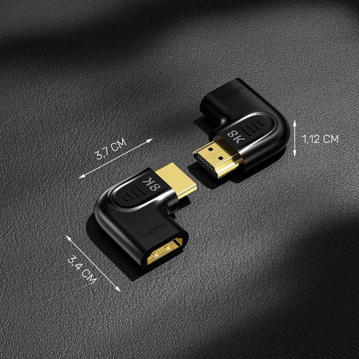 Adapter Unitek HDMI 8K, kënd 90 dhe 270 gradë, i zi