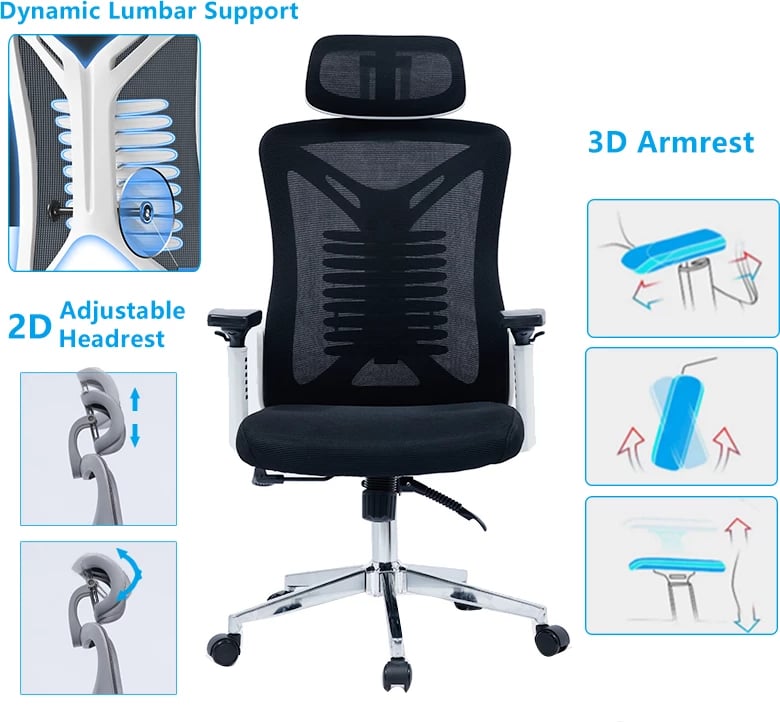 Karrige për zyre Andrew, e bardhë/e zezë