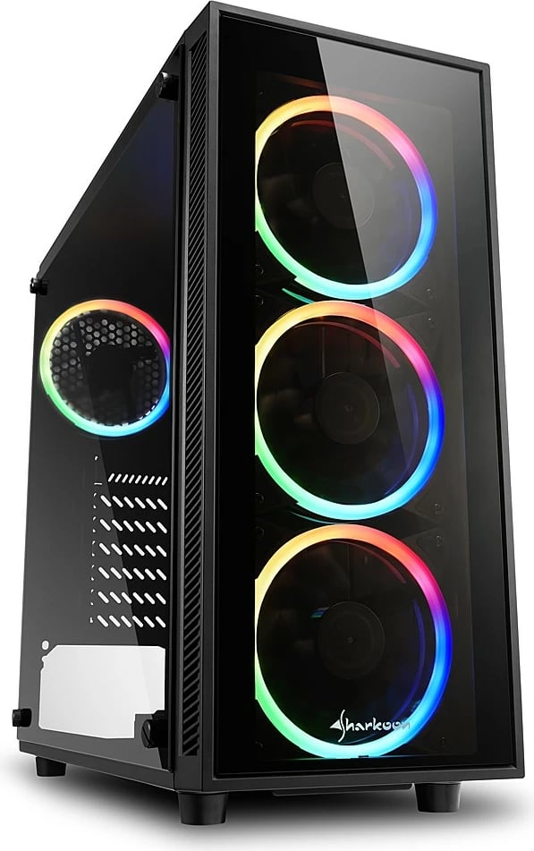 Kasë Sharkoon TG4 RGB Midi Tower, xham i temperuar, 4 ventilatorë RGB, e zezë