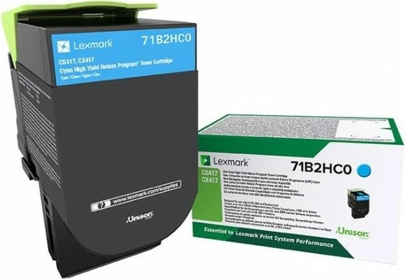 Toner Lexmark 71B2HC0 cyan për CS417 CX417, High Yield, 3500 faqe