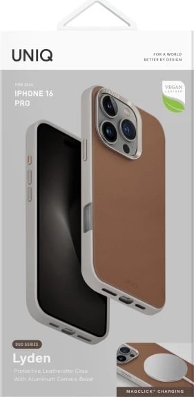 Mbështjellës UNIQ Lyden DS për iPhone 16 Pro 6.3", Magclick, Karamel/Ivory