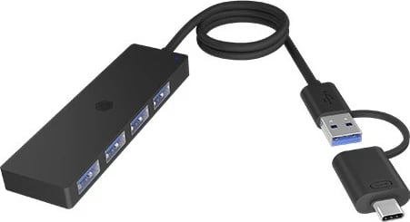 Kasë USB IcyBox IB-HUB1424-C3, 4 porta, USB 3.2 Gen 1, Type-C/Type-A, e zezë