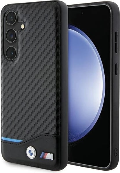 Mbështjellës BMW Leather Carbon për Samsung Galaxy S24, i zi