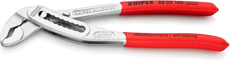 Pinca ujëpompë Knipex 88 03 180, 180mm, krom-vanadium, dorezë plastike, e kuqe
