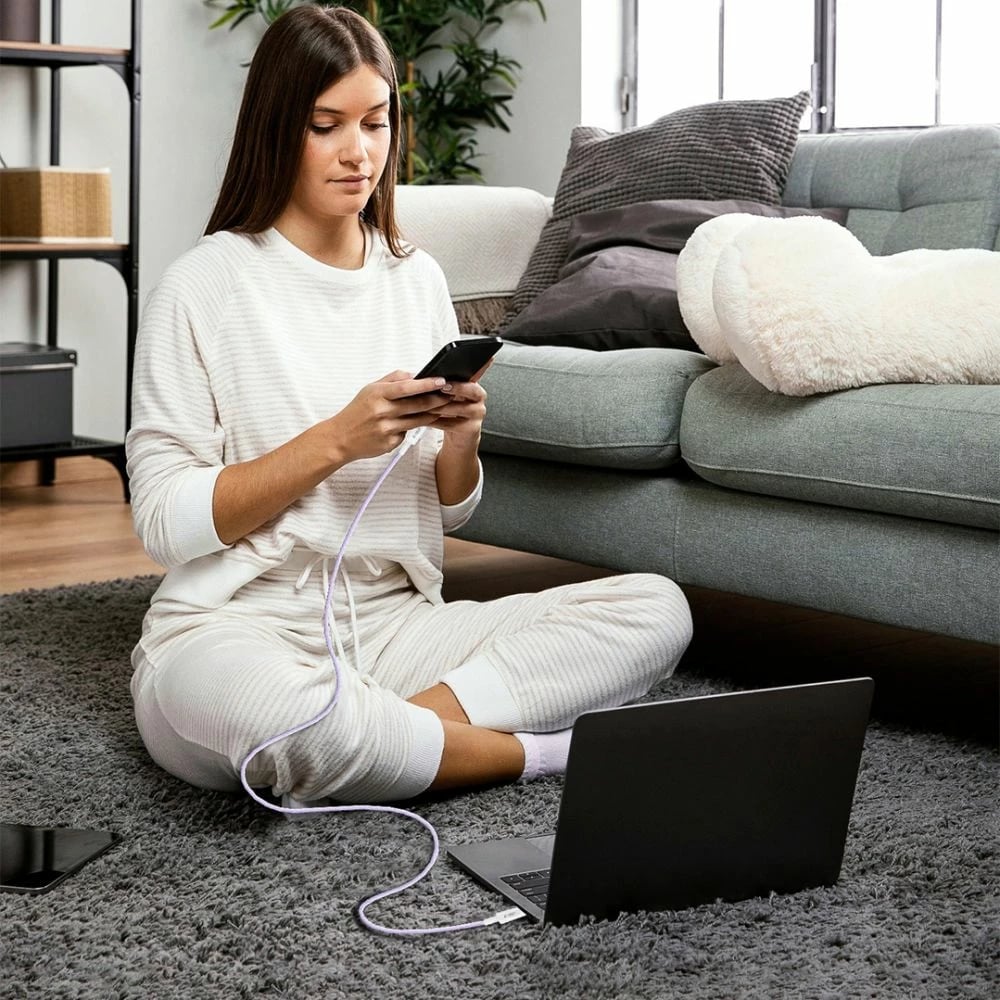 Kabllo karikimi Tech-Protect Ultraboost Lite, USB-C në Lightning, 2m, Violet