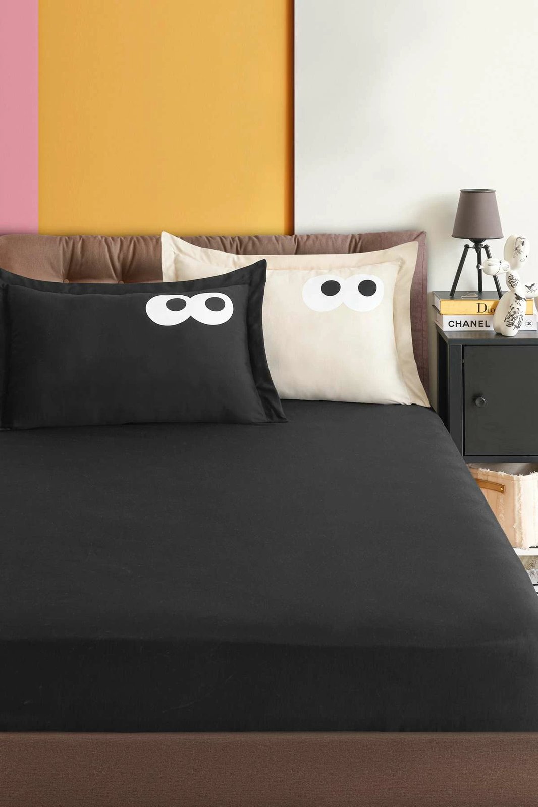 Set çarçafësh dopio L'essentiel, Funny, ngjyrë e zezë