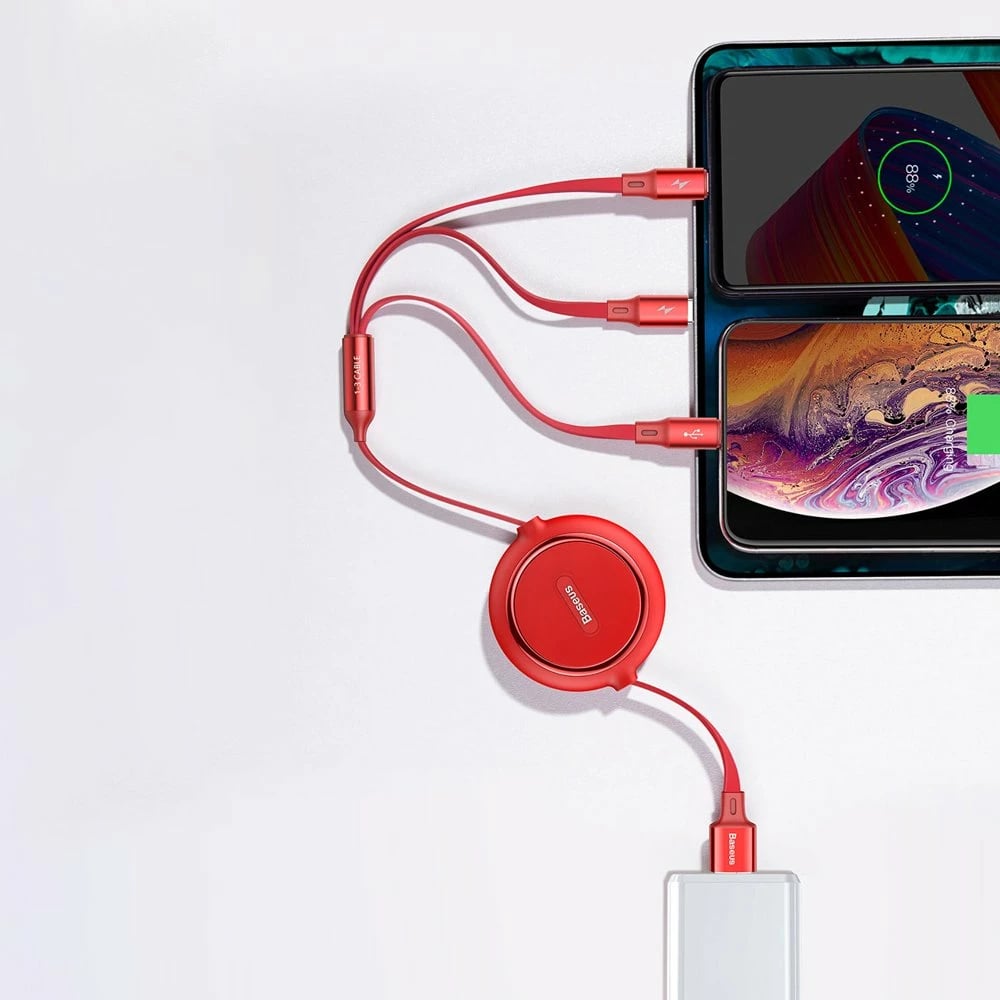 Kabllo zgjatshme 3-në-1 Baseus Golden Loop CAMLT-JH01, USB - micro USB / Lightning / USB-C, 1.2m, e zezë Kabllo zgjatshme 3-në-1 Baseus Golden Loop CAMLT-JH01, USB - micro USB / Lightning / USB-C, 1.2m, e zezë