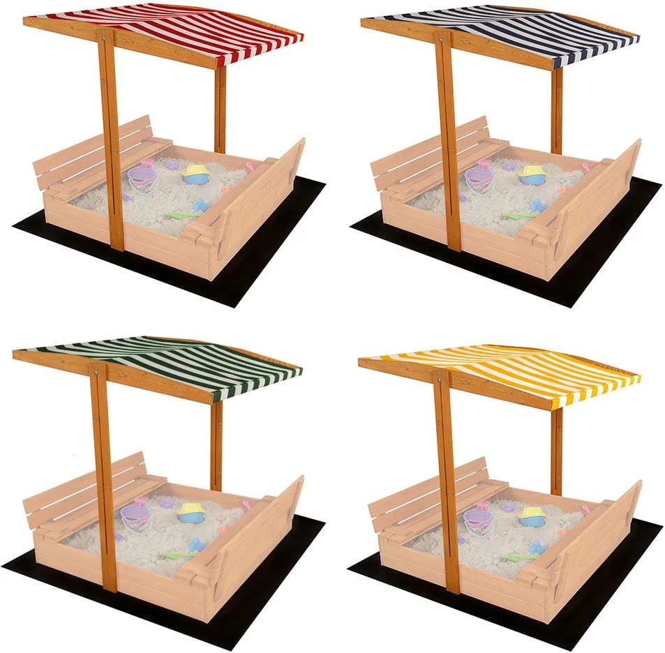 Tendë për kutinë me rërë, BABY MIX, 120x120 cm, me konstruksion druri, blu e bardhë