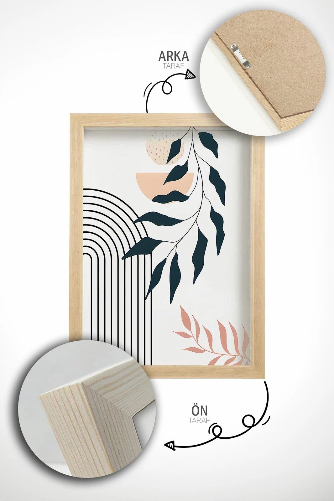 Set pikturash dekorative me kornizë, 3 copë, Wallity, Artvmodel30-Ahsap