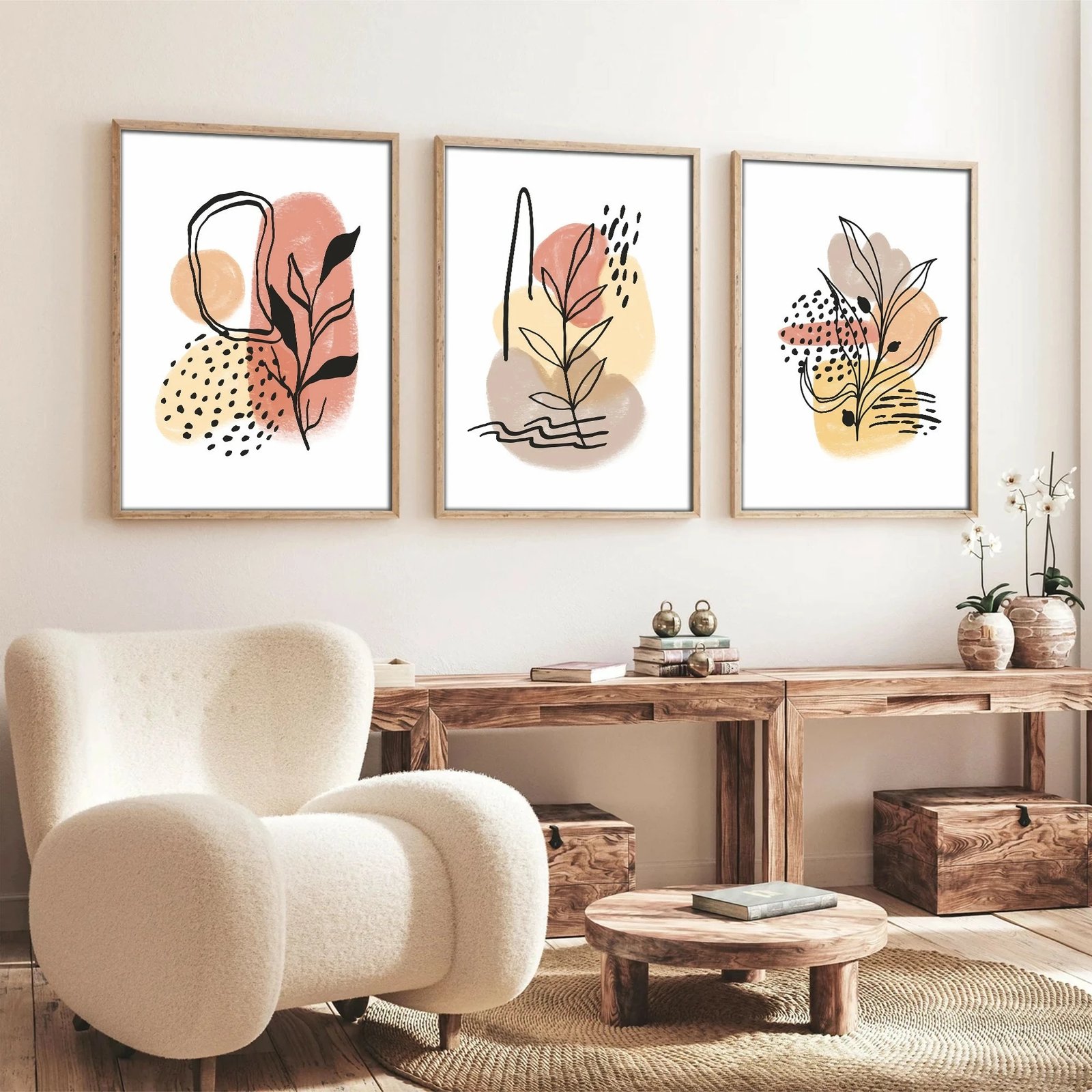 Set pikturash dekorative me kornizë, MDF, shumëngjyrëshe, Wallity Huhu226, 50x35cm (3 copë)