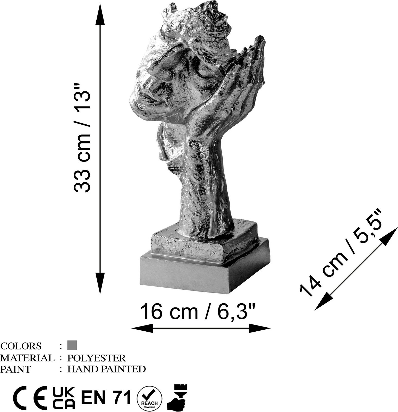 Objekt dekorativ Evila Originals, Yak-030-B, ngjyrë argjendi