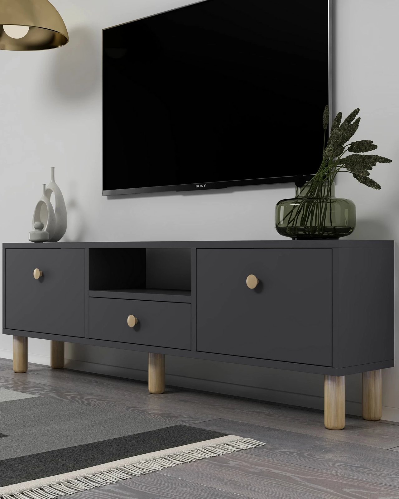 Komodë TV Skye Decor, anthracite, sapphire oak, 1310-DROP-1