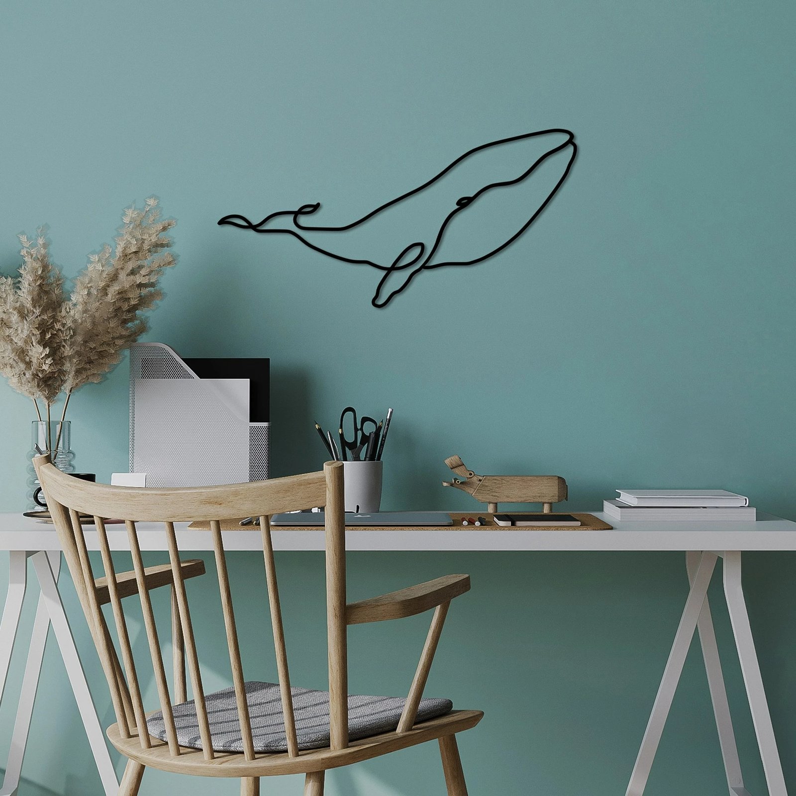 Aksesor dekorativ metalik për mur, balenë, Wallity, M