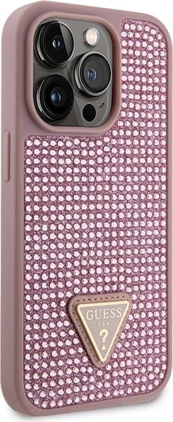 Mbështjellës Guess Rhinestone Triangle për iPhone 14 Pro 6.1", Rozë