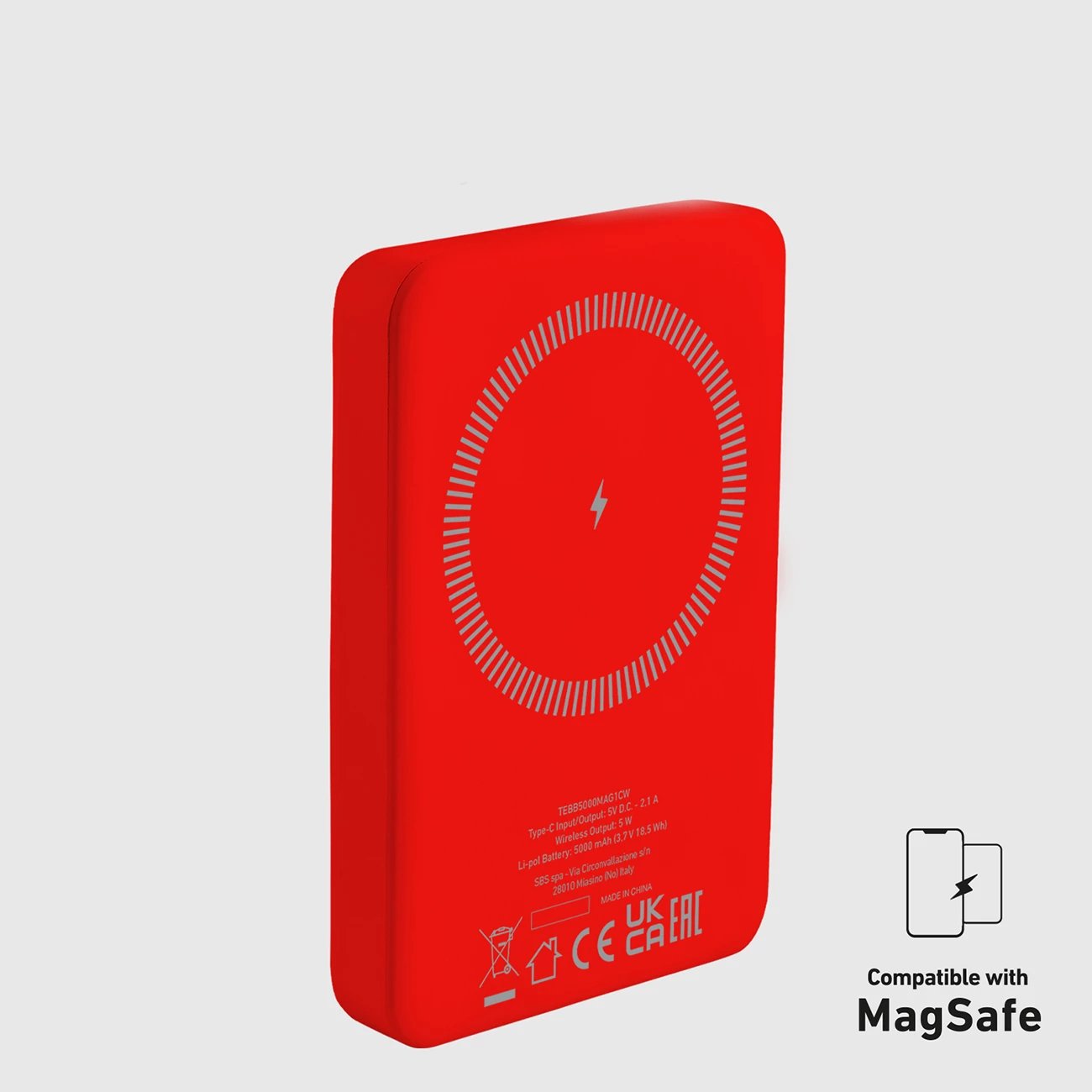 Powerbank SBS TEBB5000MAG1CR 5000 mAh, MagSafe, e kuqe