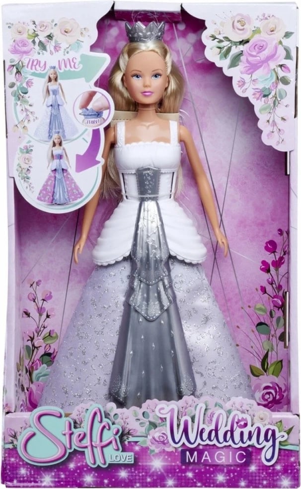 Kukull Steffi Love Magic Wedding, Simba, 29cm, fustan 2-në-1, rozë/bardhë
