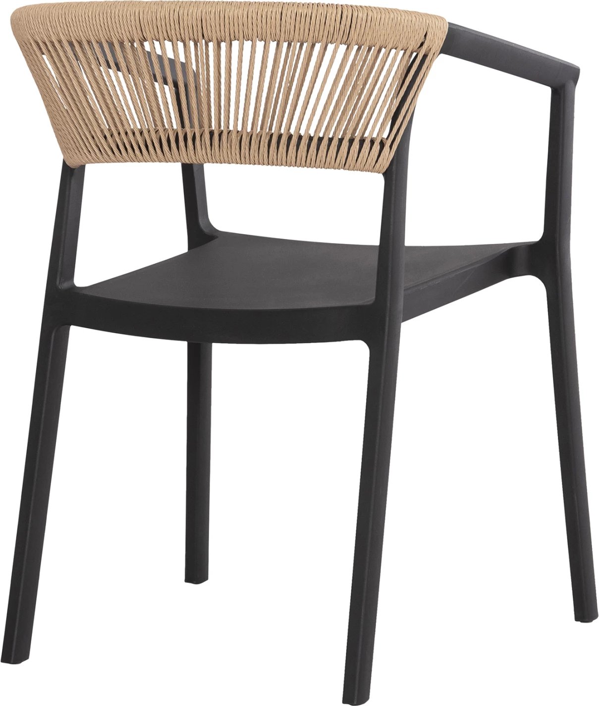 Karrige BOGI polipropileni, ngjyrë zezë me litar bezhë, FH6240.02, 54x53x75 cm