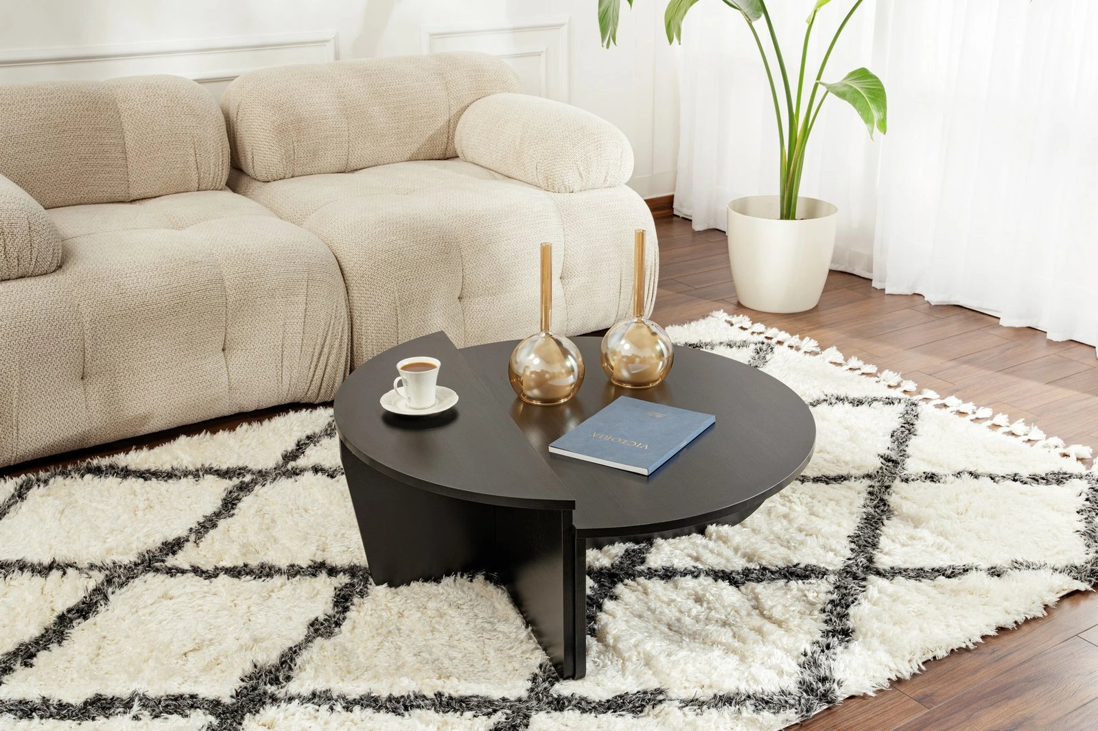 Set tavolinash kafeje Nordure, Orion, dru dhe e zezë, V2