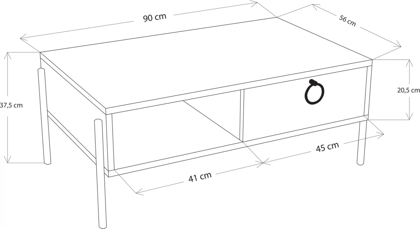 Tavolinë kafeje, ngjyrë sonama dhe e bardhë, FH9247.01, 90x56x37.6 cm