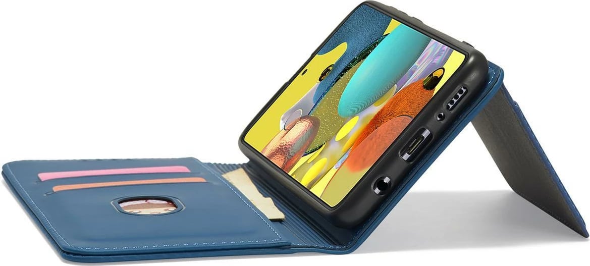 Mbështjellës Hurtel Magnet Card Case për Samsung Galaxy A13 5G, me kapak, portofol dhe mbajtëse, Kaltër