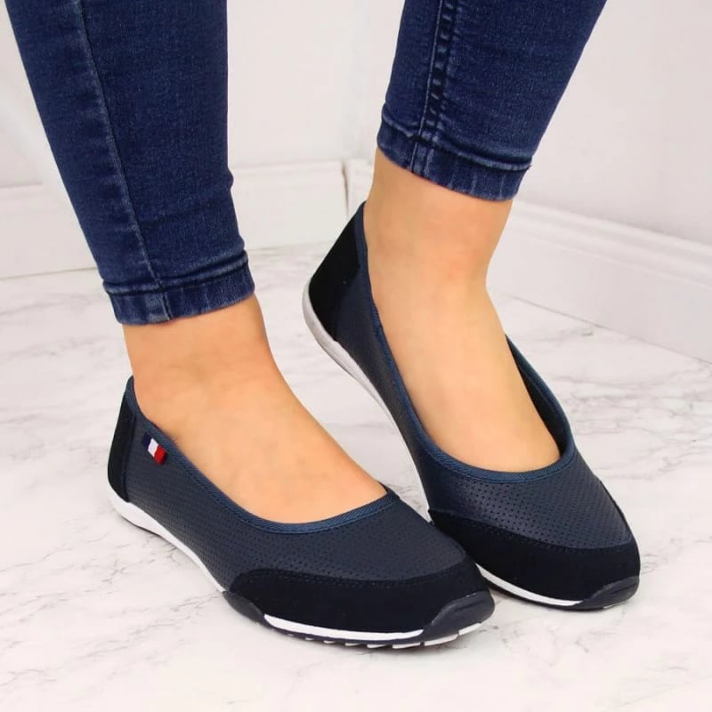 Balerina prej lëkure Filippo, për femra, blu marine