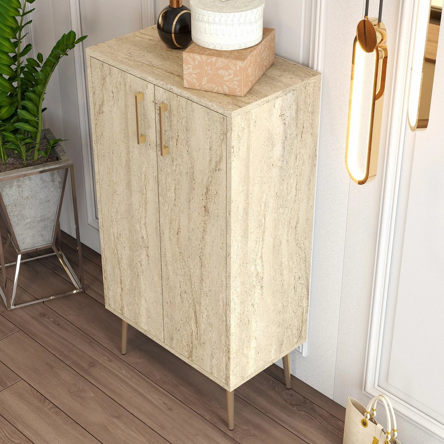 Dollap këpucësh Skye Decor, travertin