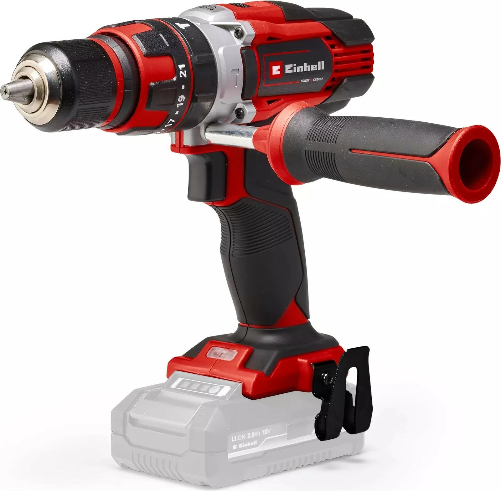 Trapano Einhell TE-CD 18/48 Li-i-Solo, 18V, pa çelës, 2 shpejtësi, i zi/kuq