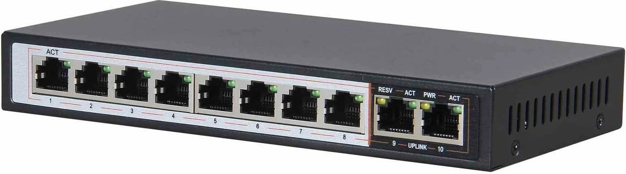 Switch Extralink Perses 8X EX-SG1008PE, 10 porta, PoE, Full Gigabit, Desktop, i zi