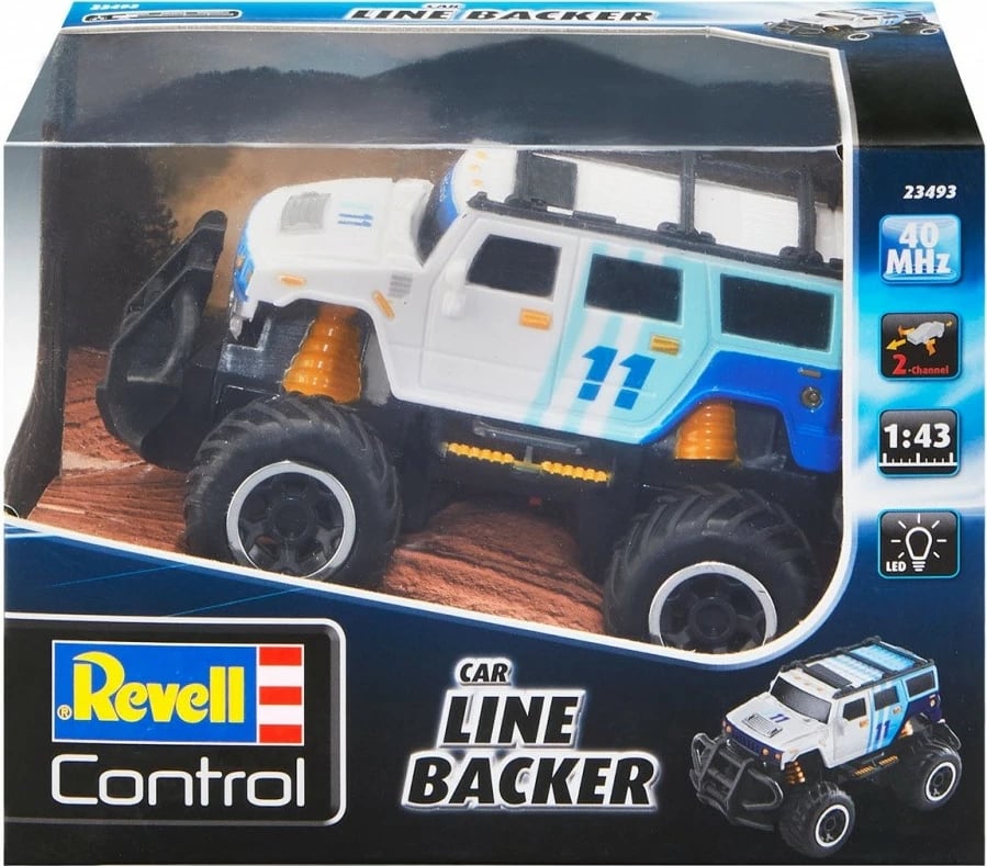 Makine lodër me telekomandë Revell RC Line Backer 23493, plastikë, 1:43, zi/blu/bardhë