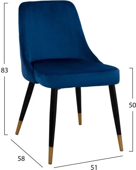 Karrige Serentiy FH8527.08 prej kadifeje blu me kornizë metalike 51x58x83 cm, set prej 2 copë