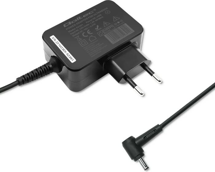 Karikues laptopi Qoltec 52391 për Asus, 45W, 19V, 2.37A, 4.0x1.35 mm, i zi