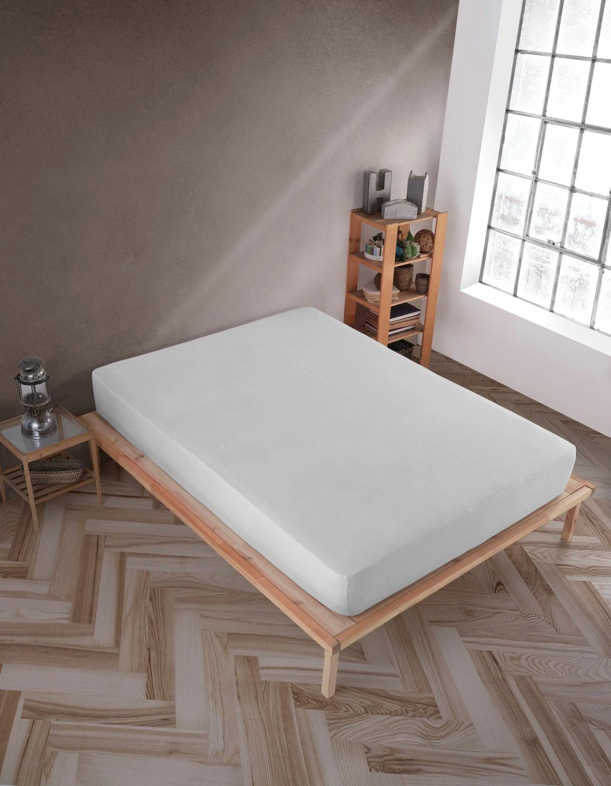 Çarçaf i shtrënguar jersey, ngjyrë gri, 130x190+30 cm