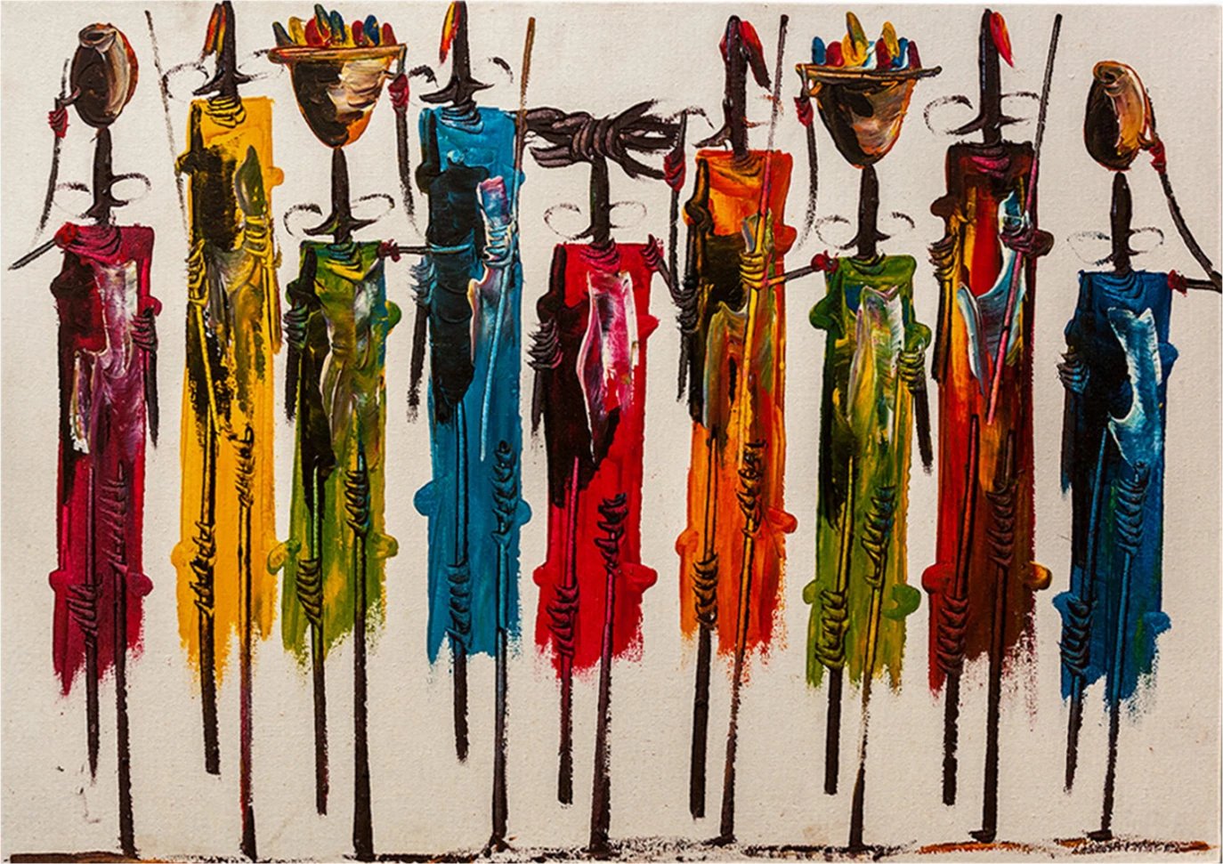 Pikturë kanavacë art afrikan shumëngjyrësh FH7197.02 100x3x70 cm