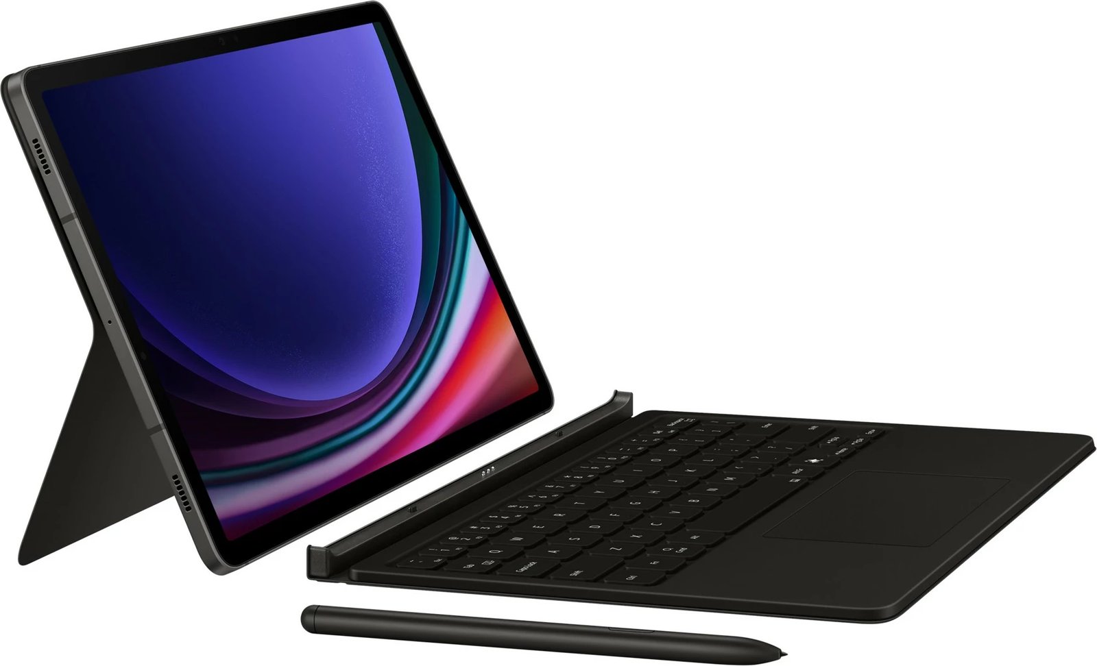 Mbështjellës tastierë Samsung EF-DX725, QWERTZ, Galaxy Tab S9, Galaxy Tab S9 FE, e zezë