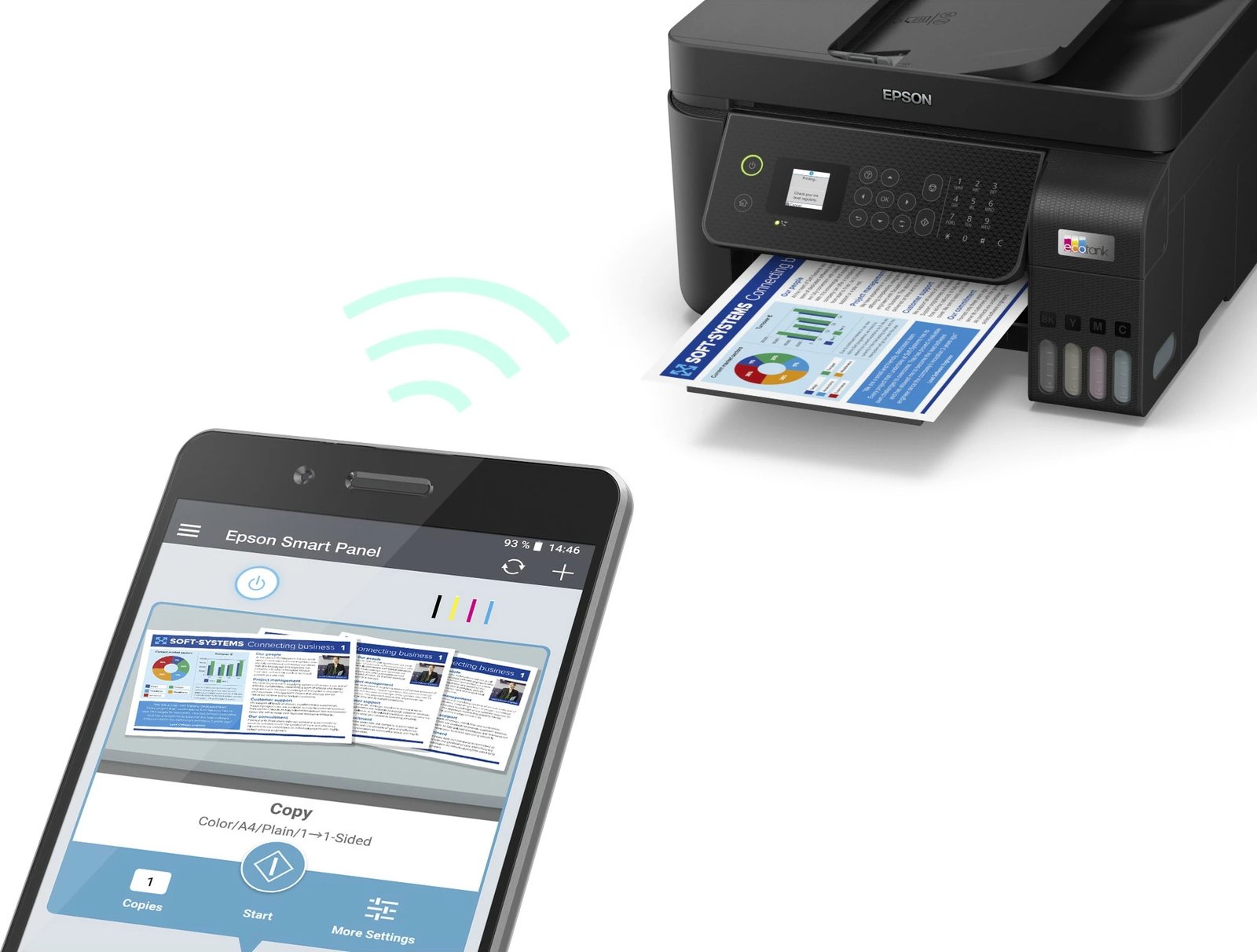 Printer multifunksional Epson EcoTank ET-4800, ngjyrë, A4, Wi-Fi, me skaner dhe faks, e zezë