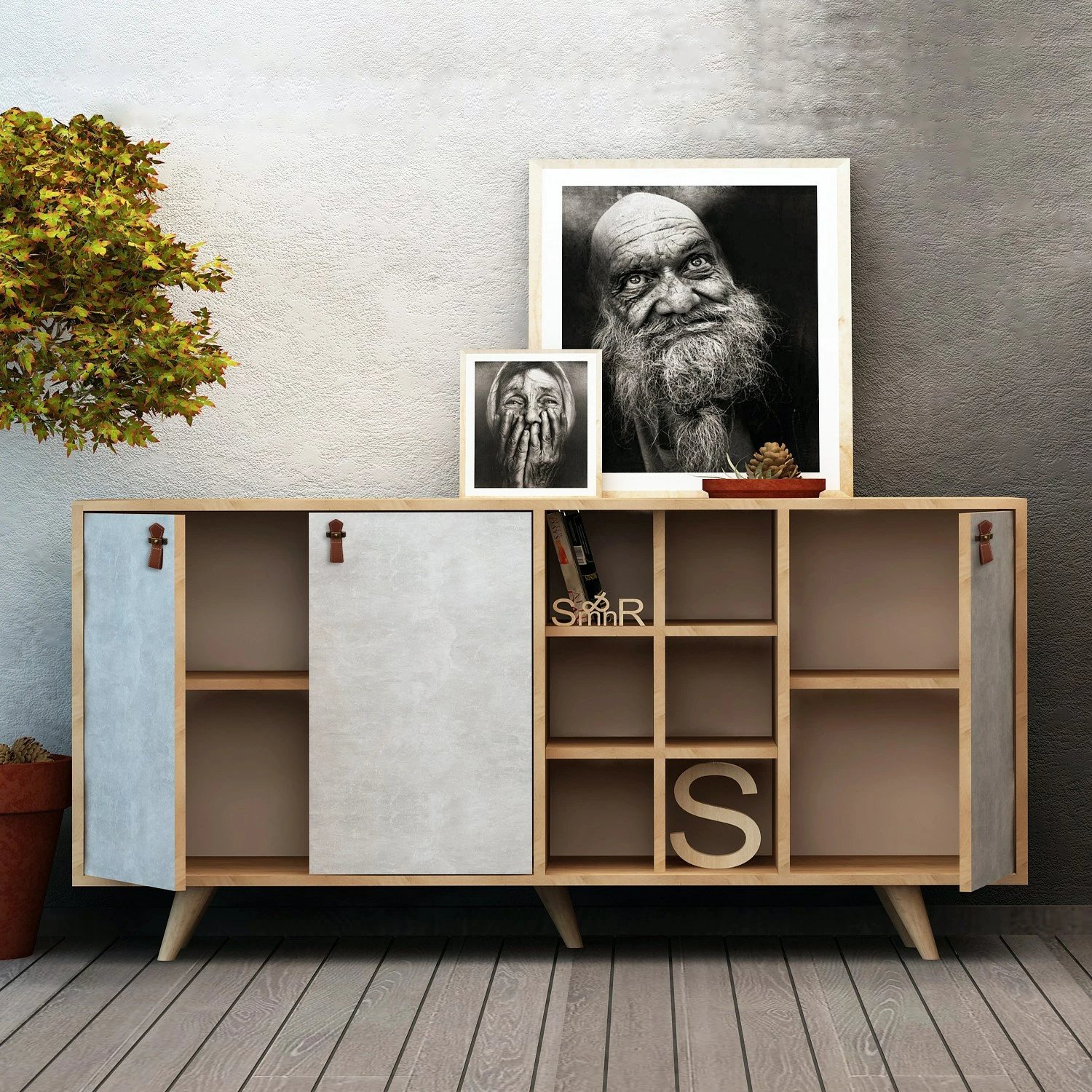 Konsol Hanah Home, Prilika, ngjyrë lis dhe e bardhë