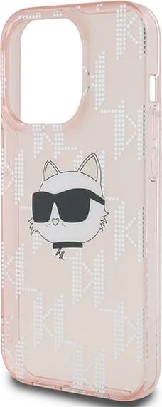 Mbështjellës Karl Lagerfeld IML Choupette Head & Monogram për iPhone 14 Pro Max, rozë