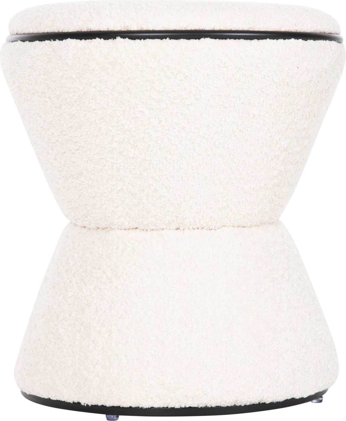 Karrige për bar, e rrumbullakët, LINNER, FH9604.06, pëlhurë boucle, ecru-detaj i zi, D38x44 cm