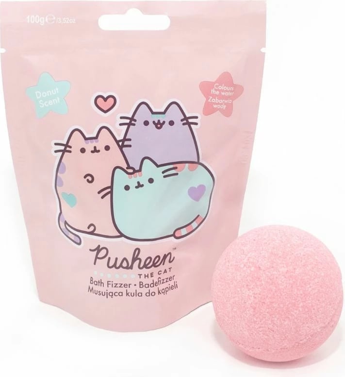 Bombol banje Pusheen Sparkling Bath Bomb Strawberry për femra, 100g