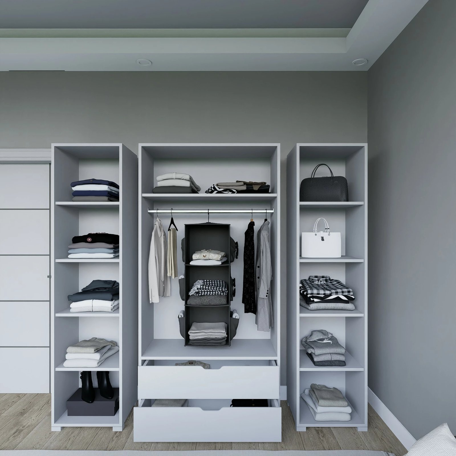 Dollap për rroba, ngjyrë e bardhë mat, Skye Decor Duru 1600-023