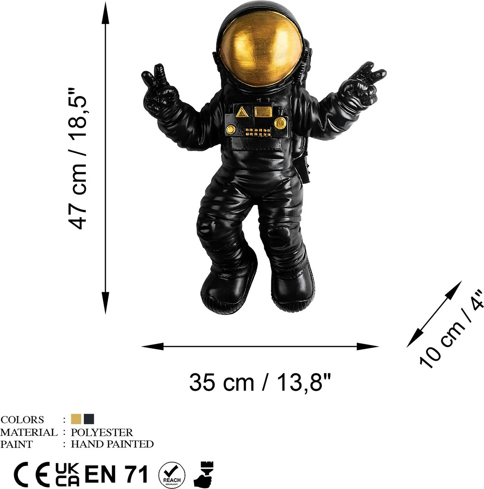 Aksesor dekorativ për mur, Wallity, Cosmonaut 2, shumëngjyrësh, 35x47x10cm