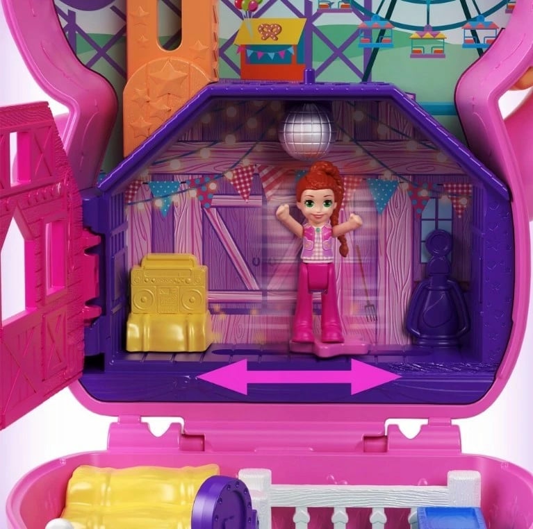 Set lodrash Polly Pocket Pony Rodeo, Mattel, JFG56/JCR39, me figurina dhe aksesorë, Rozë