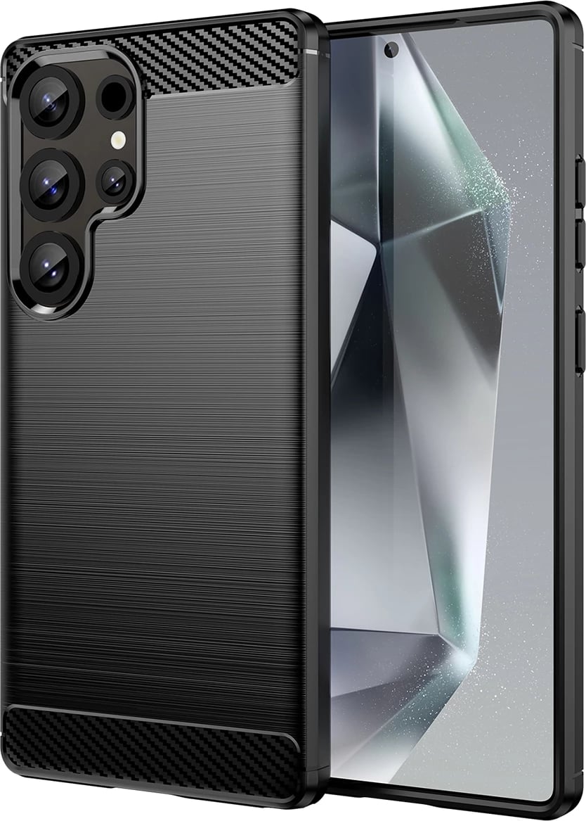 Mbështjellës Hurtel Carbon Case për Samsung Galaxy S25 Ultra, TPU, Zi