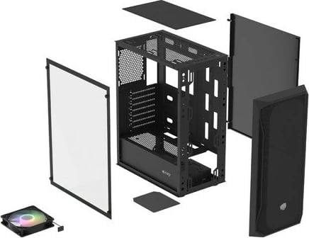 Kasë Natec Fury Shobo SH4 RGB Midi Tower, xham i temperuar, RGB, e zezë Kasë Natec Fury Shobo SH4 RGB Midi Tower, xham i temperuar, RGB, e zezë